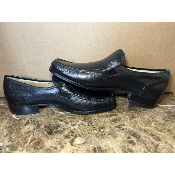VTG 70’s HandMade In USA Men\'s Black Leather Dress Loafer 10 D PRESIDENTIAL STEP